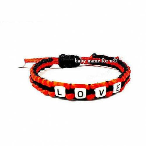 Armband mit Namen handgeknüpft Freundschaft Valentinstag Liebe Love rot schwarz