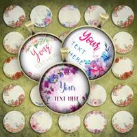 232 - Digital Collage Sheet 1inch Round image editable flower 25mm bottle cap image Circle Pendant Instant Download Jewelry Making