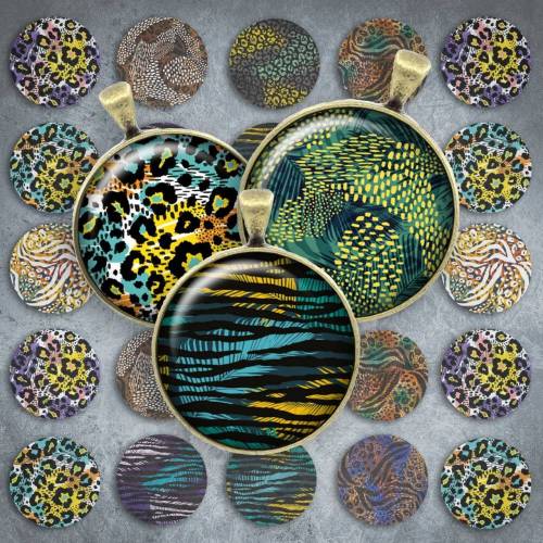 172 - Cabochon Vorlagen, 25mm 18mm 14mm 12mm, rund, Cabochon Motive, Bottle Cap images Dschungel Leoprint