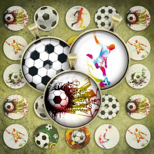 180 - Cabochon Vorlagen, 25mm 18mm 14mm 12mm, rund, Cabochon Motive, Bottle Cap images Fußball EM WM Ball Sport