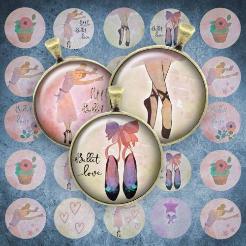 104 - Cabochon Vorlagen, 25mm 18mm 14mm 12mm, rund, Cabochon Motive, Bottle Cap images Ballerina Tänzerin