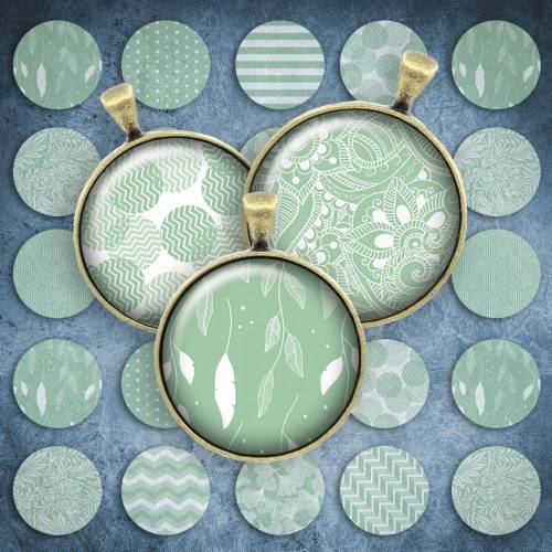 210 - Cabochon Vorlagen, 25mm 18mm 14mm 12mm, rund, Cabochon Motive, Bottle Cap images grün Frühling Blätter