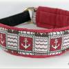 Halsband ANKER mit Zugstopp für deinen Hund, rot oder blau maritim Hundehalsband, Martingale Bild 2