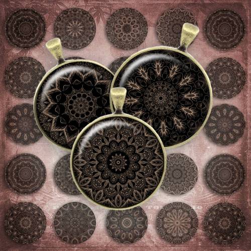 191 - Cabochon Vorlagen, 25mm 18mm 14mm 12mm, rund, Cabochon Motive, Bottle Cap images Mandala Mosaik Kaleidoskop