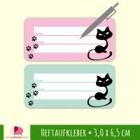 24 Heftaufkleber | Katze - Schulaufkleber zum selbstbeschriften - 3,0 x 6,5 cm Bild 1