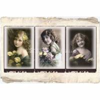 9-er Set Geschenkanhänger / Papieranhänger mit Mädchen Vintage Motiven & schönen Blumen Bild 1