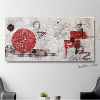 Acrylbild in Rot mit Struktur und Steinen auf Leinwand, moderne Malerei, Kunst, Wanddekoration, Wandbild Bild 1