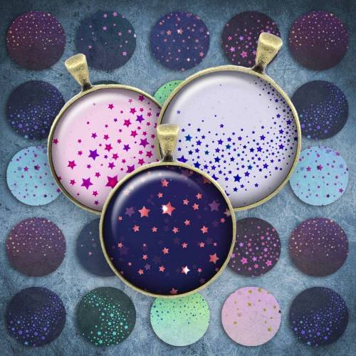 131 - Cabochon Vorlagen, 25mm 18mm 14mm 12mm, rund, Cabochon Motive, Bottle Cap images Sterne