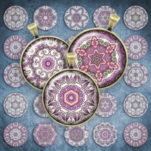 187 - Cabochon Vorlagen, 25mm 18mm 14mm 12mm, rund, Cabochon Motive, Bottle Cap images Mandala Mosaik Kaleidoskop