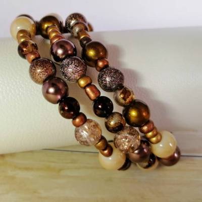 Wickelarmband, braun, Spiralarmband, Armband, Armreif, Armband zum Wickeln, ohne Verschluss, Memory Wire