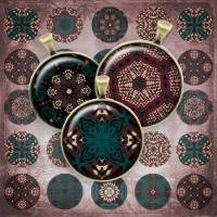 125 - Cabochon Vorlagen, 25mm 18mm 14mm 12mm, rund, Cabochon Motive, Bottle Cap images Mandala Mosaik Kaleidoskop Bild 1