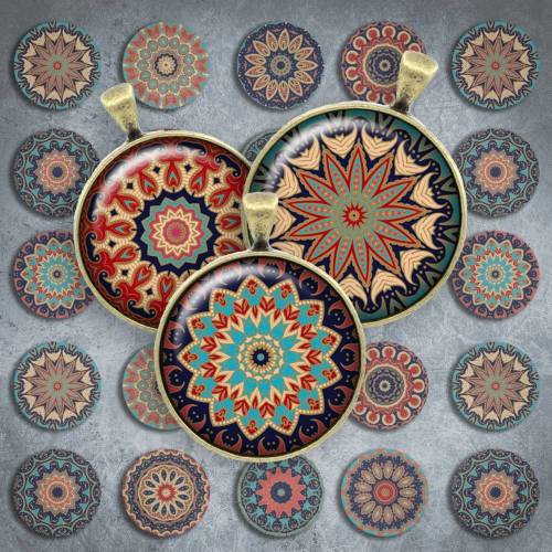 236 - Cabochon Vorlagen, 25mm 18mm 14mm 12mm, rund, Cabochon Motive, Bottle Cap images Mandala Mosaik Kaleidoskop orientalisch Orient