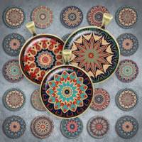 236 - Cabochon Vorlagen, 25mm 18mm 14mm 12mm, rund, Cabochon Motive, Bottle Cap images Mandala Mosaik Kaleidoskop orientalisch Orient Bild 1
