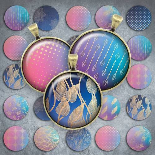 220 - Cabochon Vorlagen, 25mm 18mm 14mm 12mm, rund, Cabochon Motive, Bottle Cap images gradient gold pastell