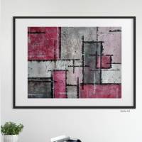 Acrylbild mit harmonischen quadratischen Farbfeldernin Rot und Grau, ungerahmt, Kunst, Wandbild, moderne Malerei Bild 3