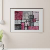 Acrylbild mit harmonischen quadratischen Farbfeldernin Rot und Grau, ungerahmt, Kunst, Wandbild, moderne Malerei Bild 5