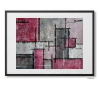 Acrylbild mit harmonischen quadratischen Farbfeldernin Rot und Grau, ungerahmt, Kunst, Wandbild, moderne Malerei Bild 6