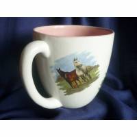 Tasse,groß,Kaffee,Tee,700ml,Handarbeit,Große Tasse mit verschiedenen Pferden,Reiten,Einzelstück Bild 1