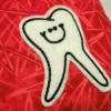 Mäppchen Zahn Zahntäschchen Punkte rot pink grün weiß handmade Bild 4