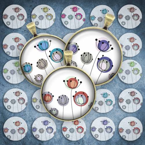 173 - Cabochon Vorlagen, 25mm 18mm 14mm 12mm, rund, Cabochon Motive, Bottle Cap images Blumen floral 