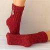 handgestrickte Socken, Strümpfe Gr. 40/41, Damensocken in rot meliert, Einzelpaar Bild 3