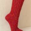 handgestrickte Socken, Strümpfe Gr. 40/41, Damensocken in rot meliert, Einzelpaar Bild 4