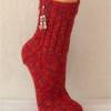 handgestrickte Socken, Strümpfe Gr. 40/41, Damensocken in rot meliert, Einzelpaar Bild 5