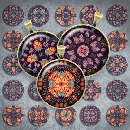 162 - Cabochon Vorlagen, 25mm 18mm 14mm 12mm, rund, Cabochon Motive, Bottle Cap images Mandala Mosaik Kaleidoskop
