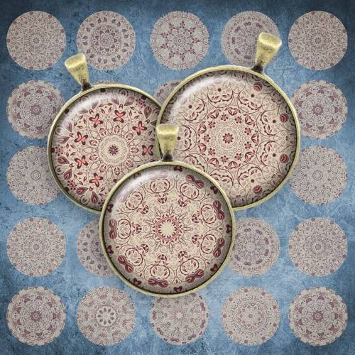 130 - Cabochon Vorlagen, 25mm 18mm 14mm 12mm, rund, Cabochon Motive, Bottle Cap images Mandala Mosaik Kaleidoskop