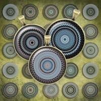 234 - Cabochon Vorlagen, 25mm 18mm 14mm 12mm, rund, Cabochon Motive, Bottle Cap images Mandala Mosaik Kaleidoskop Bild 1