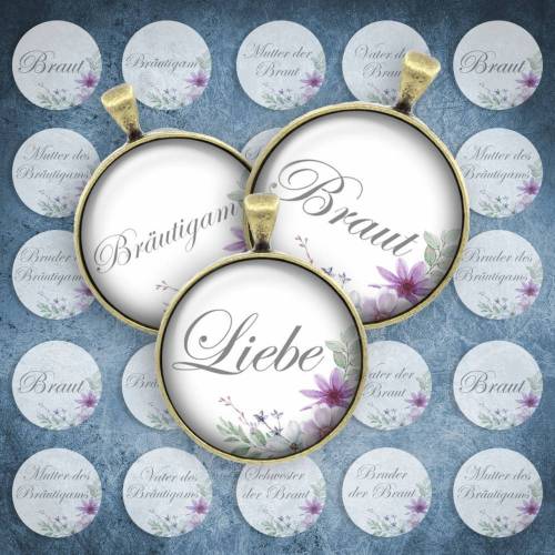 243 - Cabochon Vorlagen, 25mm 18mm 14mm 12mm, rund, Cabochon Motive, Bottle Cap images Hochzeit Braut Bräutigam