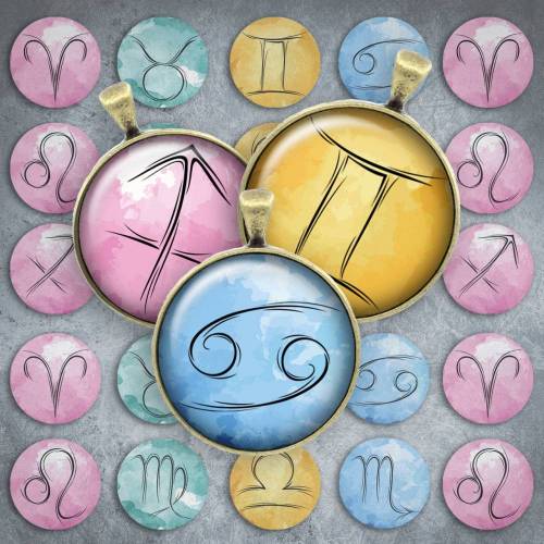 217 - Cabochon Vorlagen, 25mm 18mm 14mm 12mm, rund, Cabochon Motive, Bottle Cap images Sternzeichen Horoskop