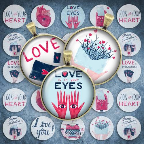 134 - Cabochon Vorlagen, 25mm 18mm 14mm 12mm, rund, Cabochon Motive, Bottle Cap images Valentinstag Liebe