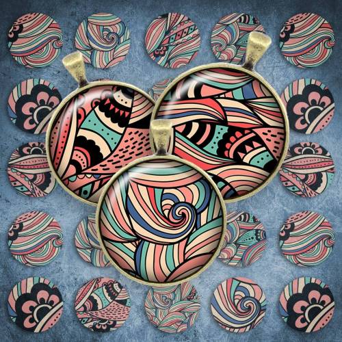 140 - Cabochon Vorlagen, 25mm 18mm 14mm 12mm, rund, Cabochon Motive, Bottle Cap images Muster ethno