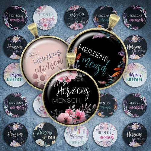 226 - Cabochon Vorlagen, 25mm 18mm 14mm 12mm, rund, Cabochon Motive, Bottle Cap images Herzensmensch Liebe