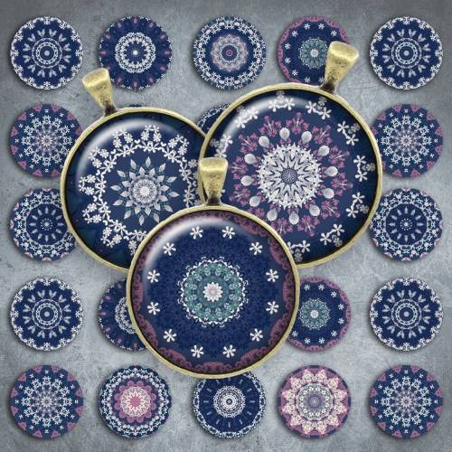 186 - Cabochon Vorlagen, 25mm 18mm 14mm 12mm, rund, Cabochon Motive, Bottle Cap images Mandala Mosaik Kaleidoskop