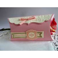 Große Pillowbox Verpackung zur Geburt/Taufe in rosa für ein Mädchen Bild 1