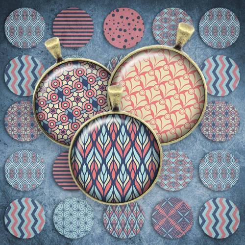 206 - Cabochon Vorlagen, 25mm 18mm 14mm 12mm, rund, Cabochon Motive, Bottle Cap images boho Muster 