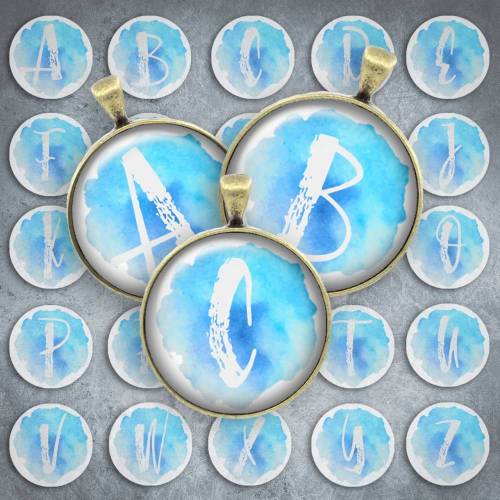 203 - Cabochon Vorlagen, 25mm 18mm 14mm 12mm, rund, Cabochon Motive, Bottle Cap images Buchstaben Alphabet Initialien