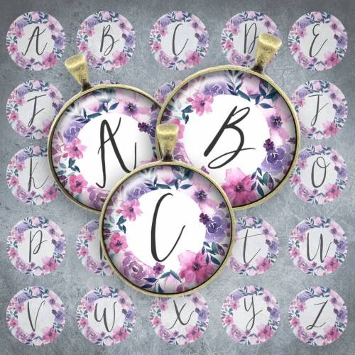 192 - Cabochon Vorlagen, 25mm 18mm 14mm 12mm, rund, Cabochon Motive, Bottle Cap images Buchstaben Alphabet Initialien