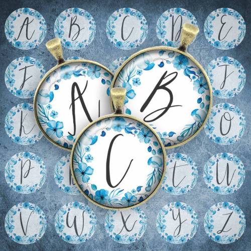 193 - Cabochon Vorlagen, 25mm 18mm 14mm 12mm, rund, Cabochon Motive, Bottle Cap images Buchstaben Alphabet Initialien