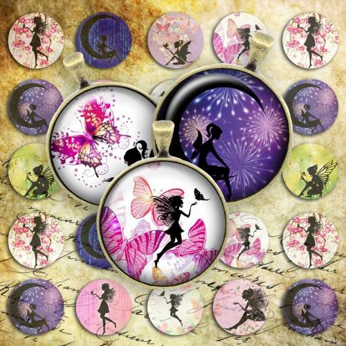 174 - Cabochon Vorlagen, 25mm 18mm 14mm 12mm, rund, Cabochon Motive, Bottle Cap images Fee Schmetterling