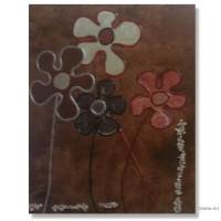 Acrylbilder  ** Happy Flowers Trio  ** 3 x 24 cm x 30 cm  auf Leinwand, 3D, Blumen absrakt, moderne Malerei ,SoMa-Art Bild 4