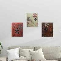 Acrylbilder  ** Happy Flowers Trio  ** 3 x 24 cm x 30 cm  auf Leinwand, 3D, Blumen absrakt, moderne Malerei ,SoMa-Art Bild 5
