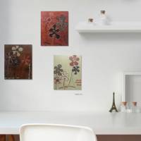 Acrylbilder  ** Happy Flowers Trio  ** 3 x 24 cm x 30 cm  auf Leinwand, 3D, Blumen absrakt, moderne Malerei ,SoMa-Art Bild 7