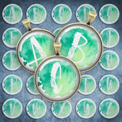 198 - Digital Collage Sheet 1inch Round image Buchstaben Initialen 25mm bottle cap images Circle Pendant Instant Download Jewelry Making