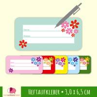 24 Heftaufkleber | Blumen - Schulaufkleber zum selbstbeschriften - 3,0 x 6,5 cm Bild 1