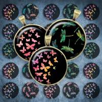 142 - Cabochon Vorlagen, 25mm 18mm 14mm 12mm, rund, Cabochon Motive, Bottle Cap images Schmetterling Libelle Regenbogen Bild 1