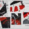 Acrylbild im 2er Set mit geometrischen Formen in Rot und Schwarz, ungerahmt, moderne Malerei Bild 4