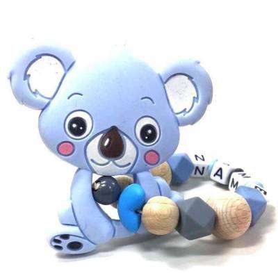Greifling mit Namen Koala Bär Junge Baby blau Beißring